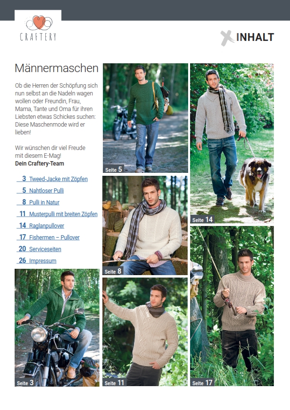 Modisch gestrickte Pullover, teils mit Zopfmuster, lässiger Schnitt. Handarbeit, ideal für den Freizeitlook.