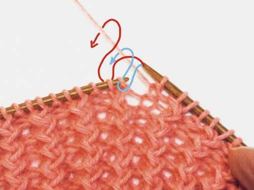 Handgemachtes Strickmuster in rosa, dicht gewebt, betont DIY-Charme. Modische Textur.