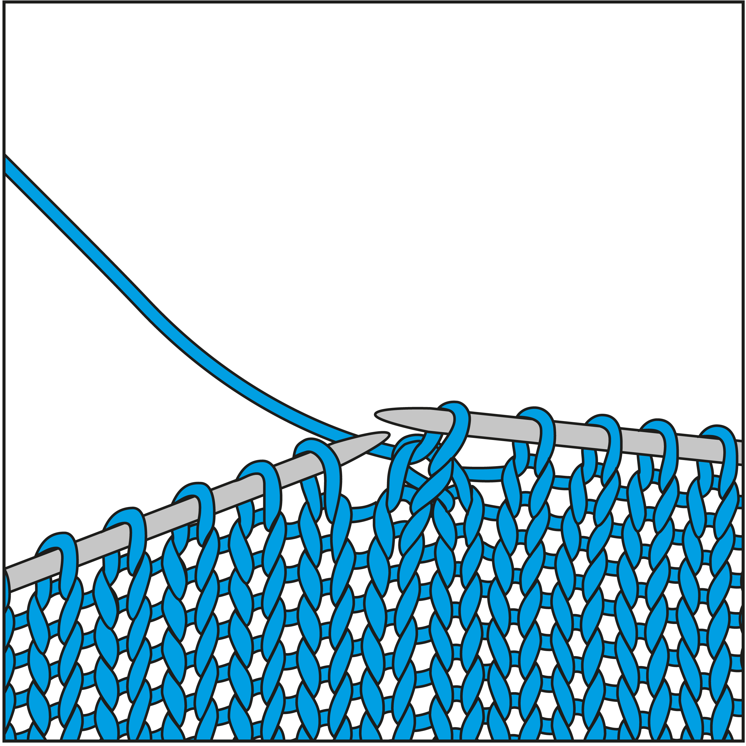 Blaues Strickmuster, gleichmäßige Maschen, DIY-Look. Handgemachte Textur mit klaren, symmetrischen Linien.