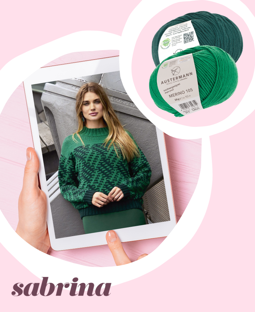 Strickset - Pulli im Hebemaschenmuster in Grün Gr. 38/40