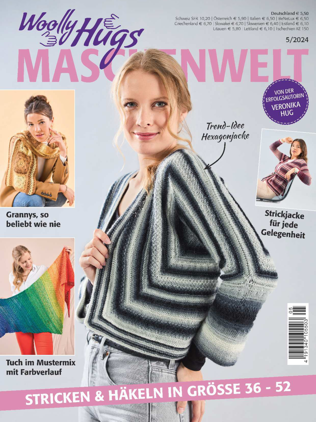 Magazin Produktbild: Woolly Hugs Maschenwelt Nr. 5/2024 - Stricken und Häkeln in Größe 36 - 52