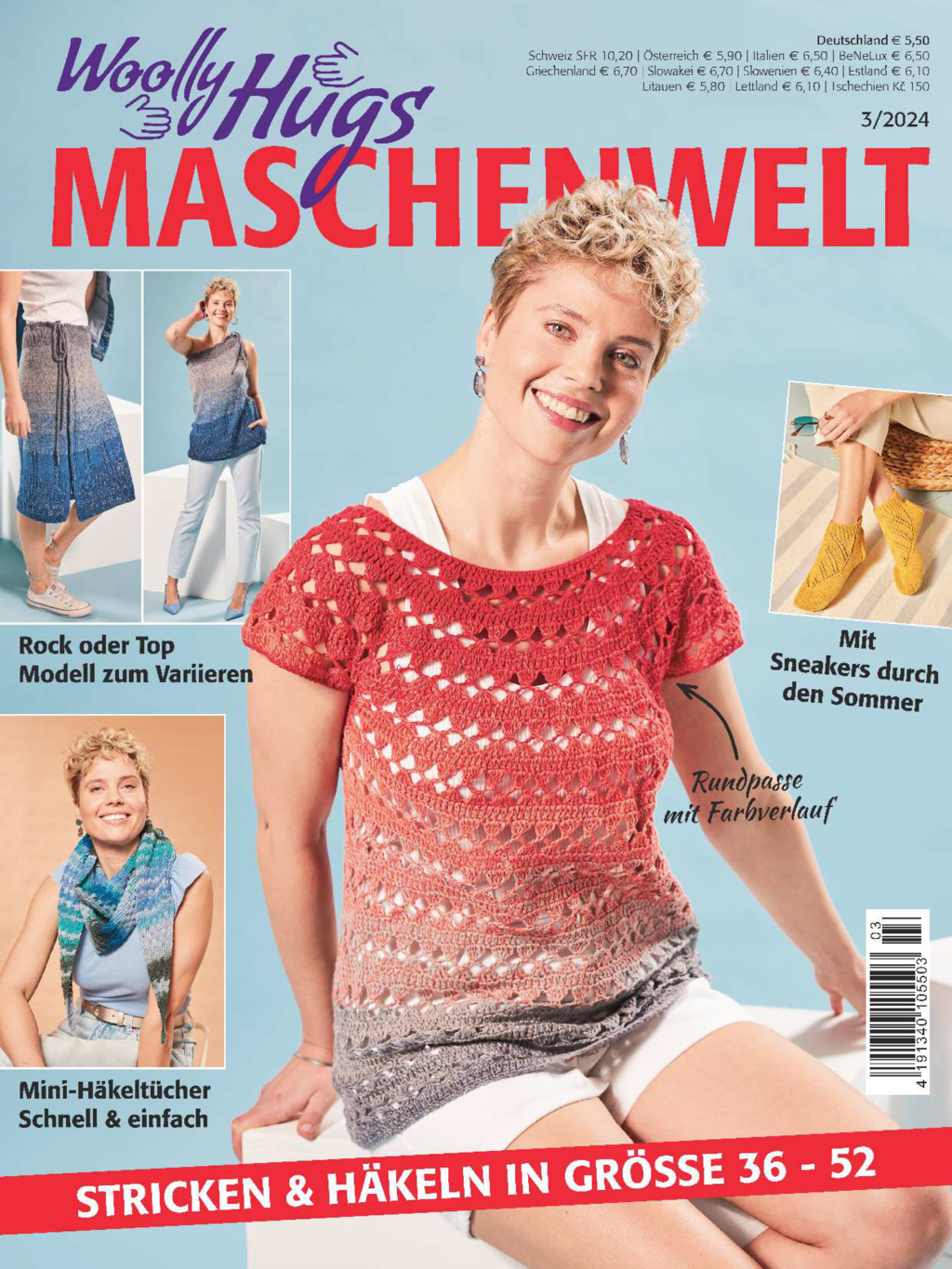 Magazin Produktbild: Woolly Hugs Maschenwelt Nr. 3/2024 - Stricken und Häkeln in Größe 36 - 52