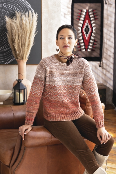 Modischer Pullover, ombré in Erdtönen, Strickmuster, gerippte Bündchen, perfekt für den DIY-Look.