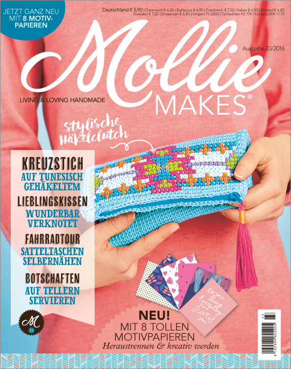Mollie Makes Nr. 23/2016 - Jetzt ganz neu: Mit 8 tollen Motivpapieren Magazin Produktbild: Mollie Makes 23/16 - Jetzt ganz neu: Mit 8 tollen Motivpapieren