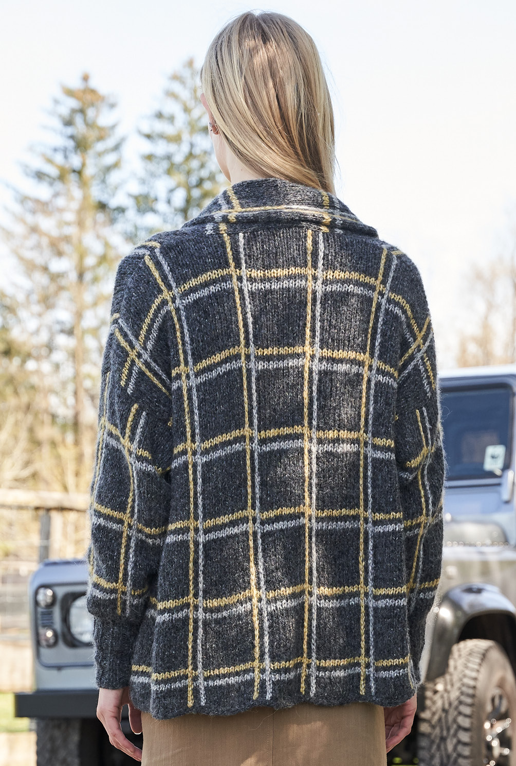 Weite Schalkragen-Jacke im angesagten Tartan-Look