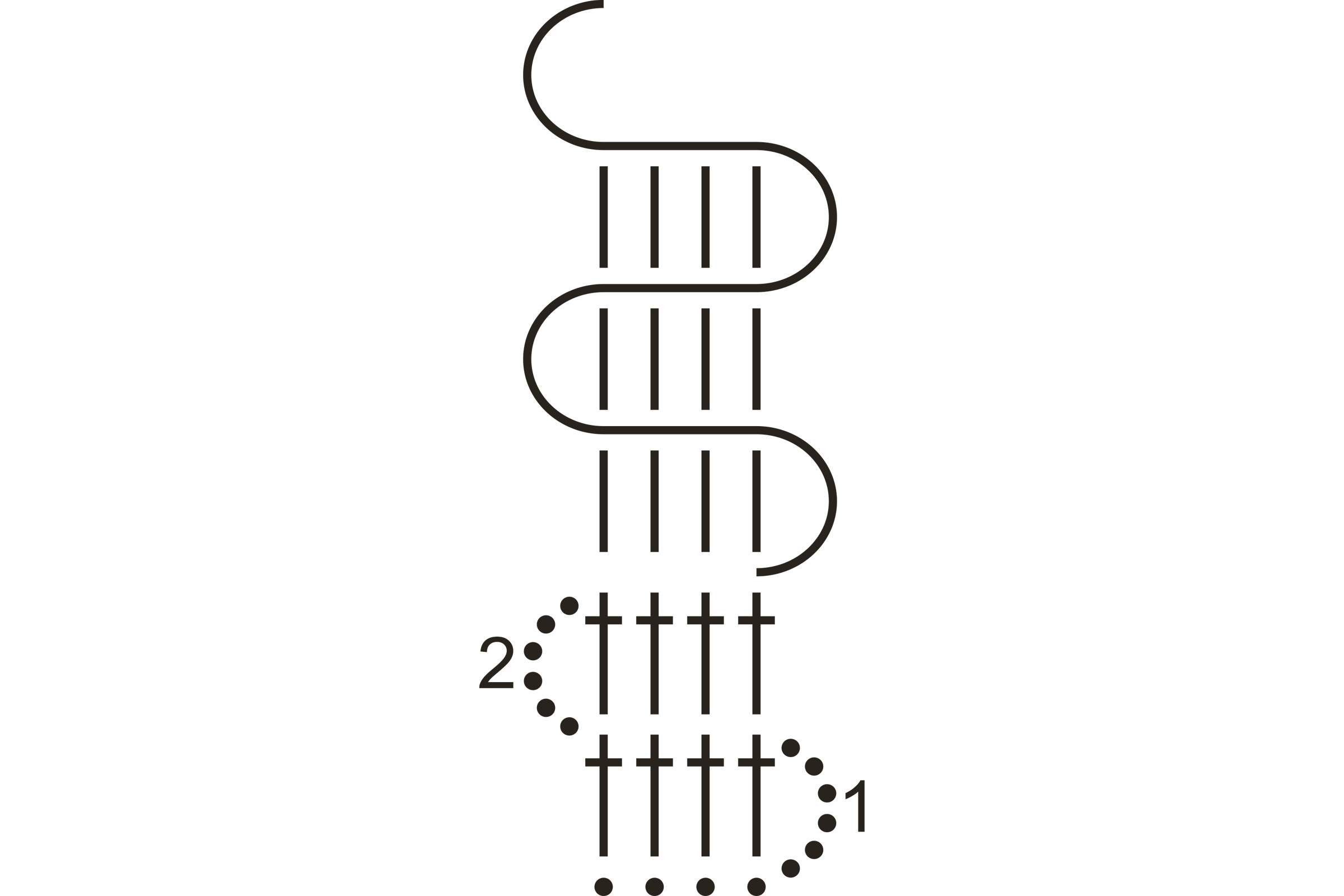 Grafik zeigt spiralförmiges Häkelmuster, modisch, DIY, ideal für Handarbeit.