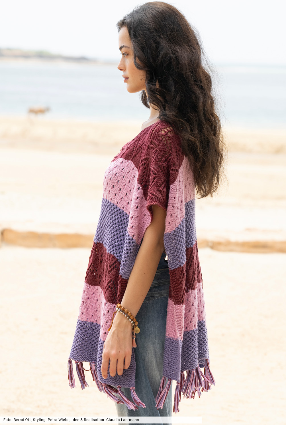 Strickset - Gestreifter Poncho aus Verena