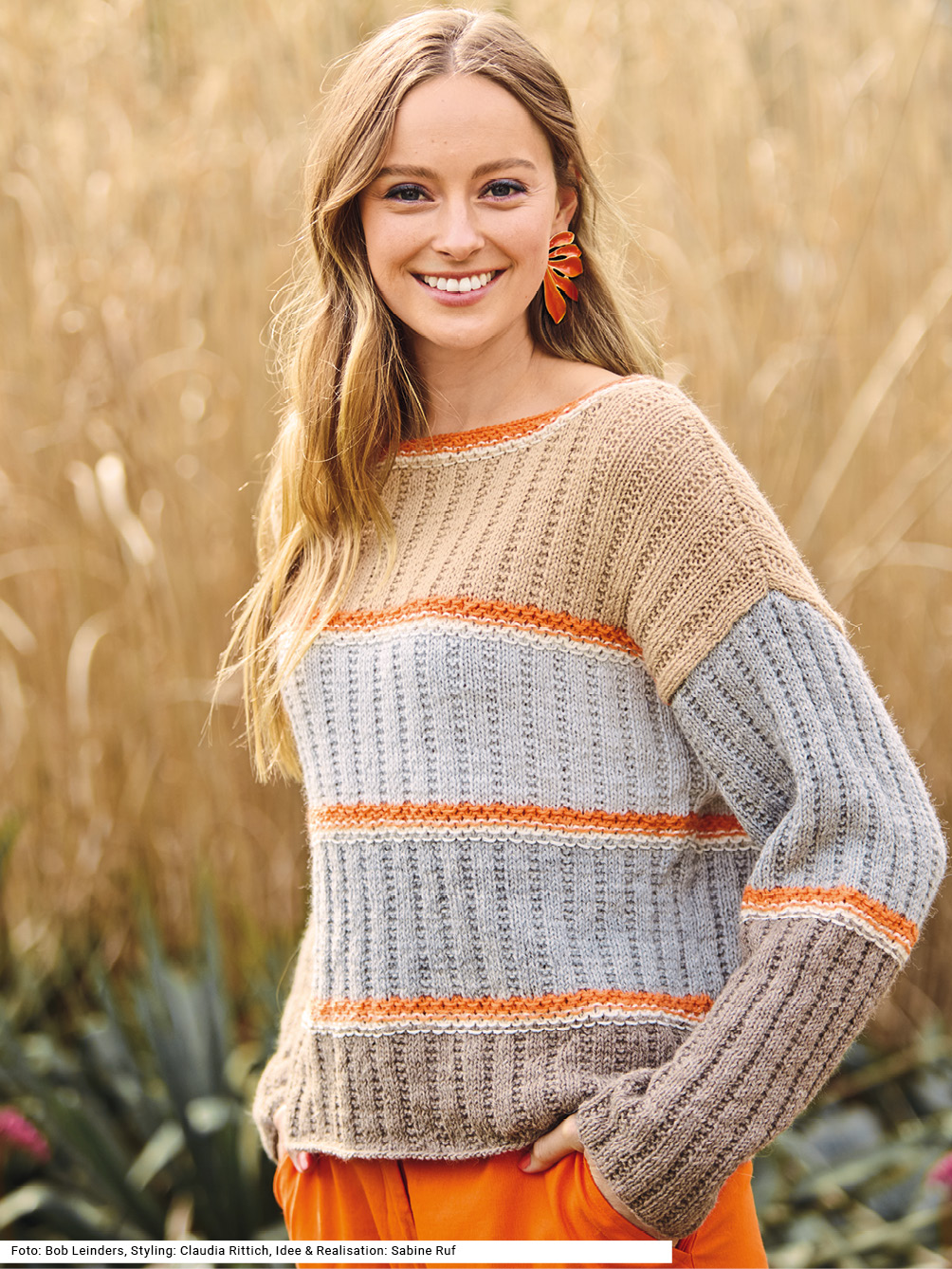 Modellansicht Bild 1: Pulli im Rippenmuster