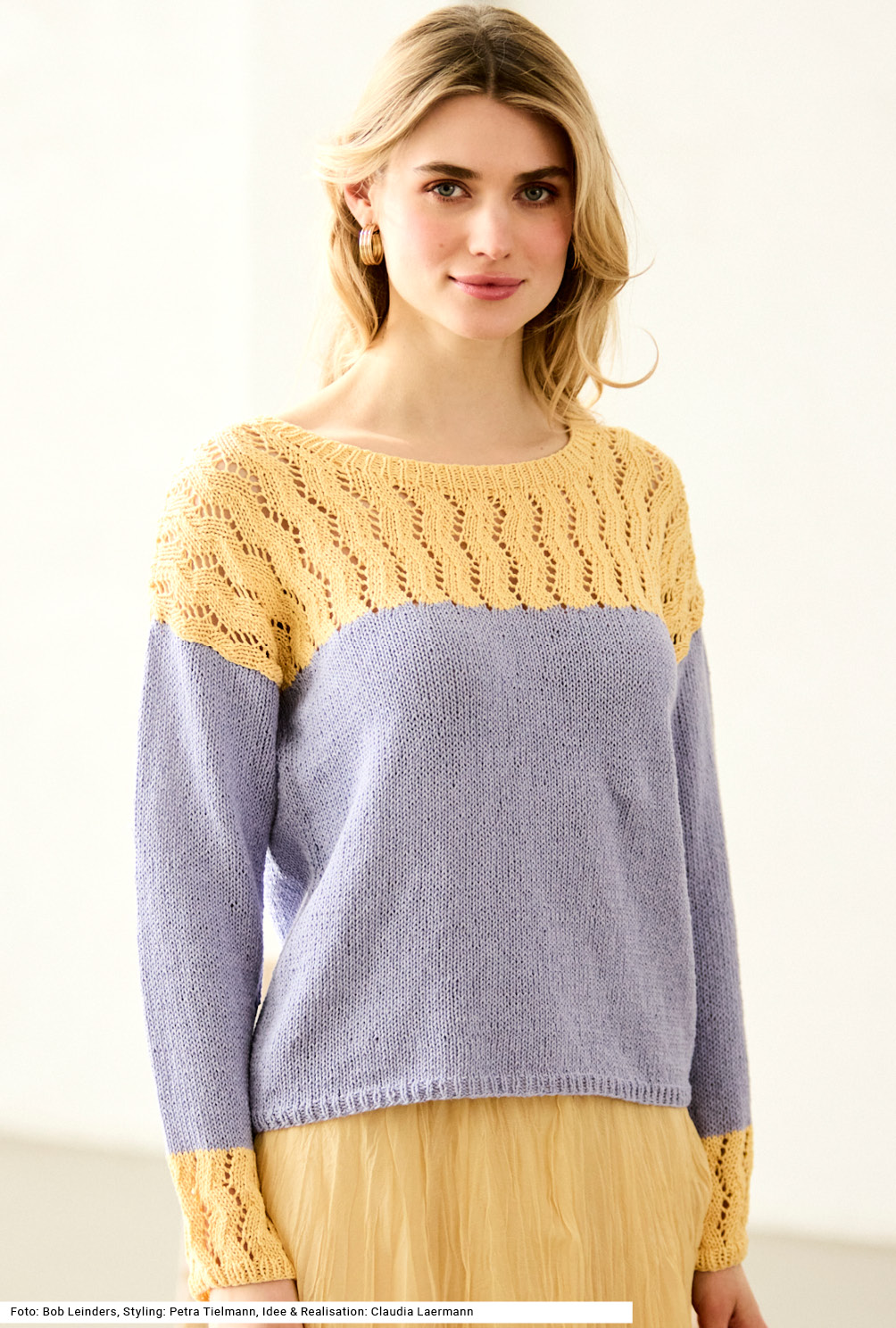 Modellansicht Bild 2: Pulli mit Ajourmusterpasse