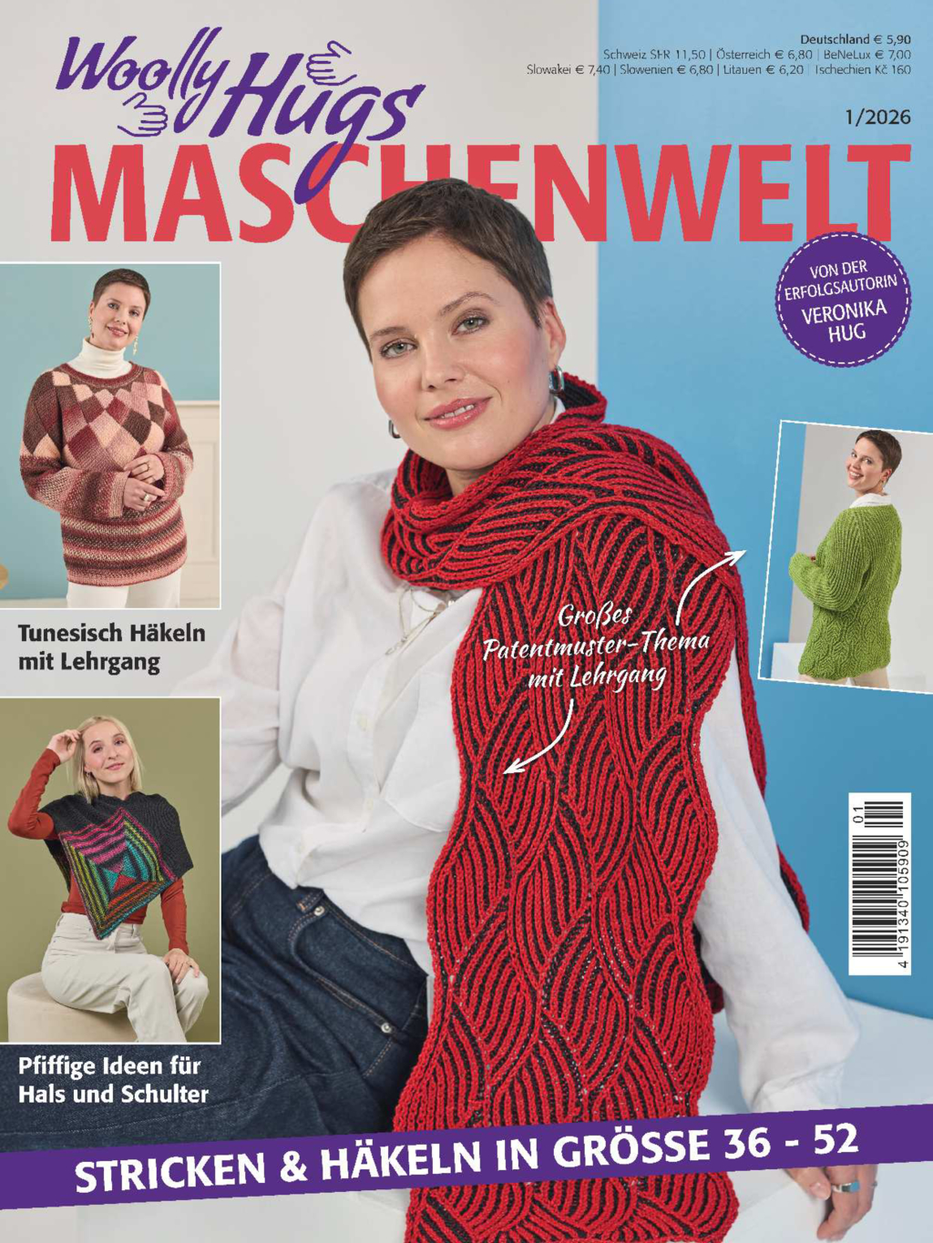 Magazin Produktbild: Woolly Hugs Maschenwelt Nr. 1/2026 - Sticken und Häkeln in den Größen 36 bis 52