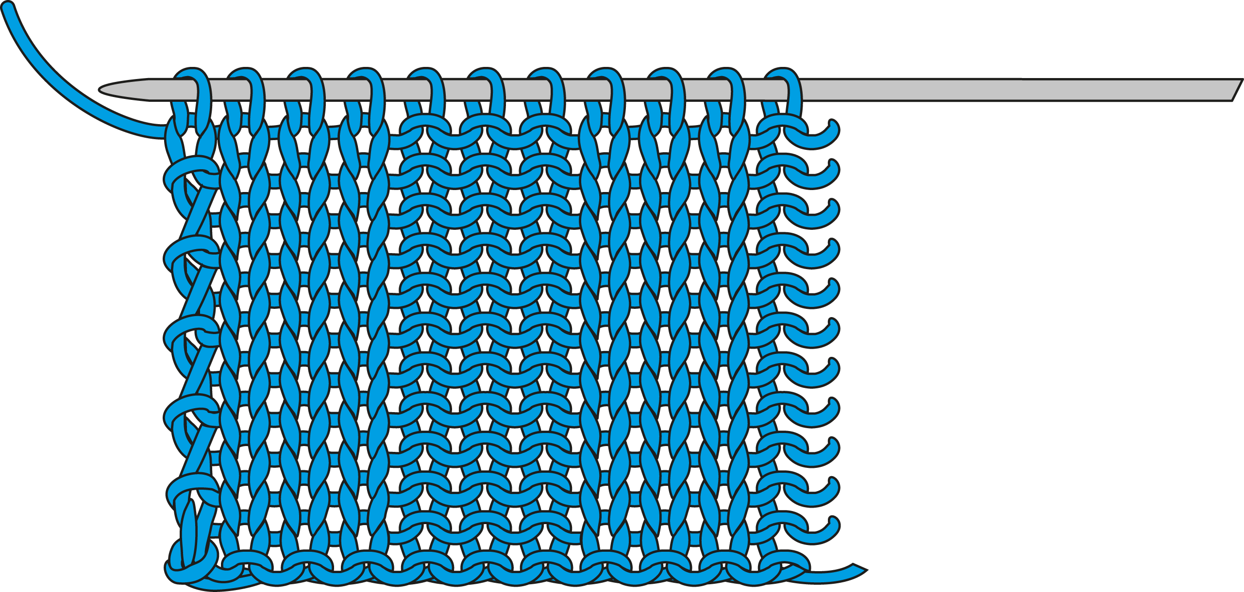 Leuchtend blaue, handgemachte Strickarbeit mit gleichmäßigem Strukturmuster. Kreatives DIY-Projekt.