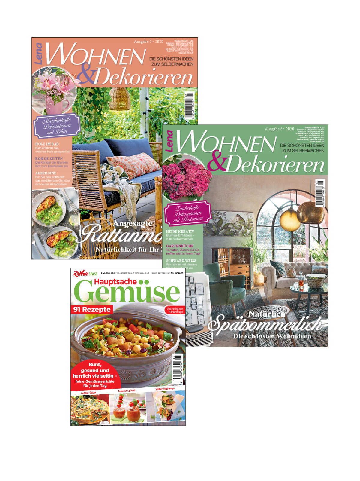 "Entspanntes Zuhause" - Bundle: Lena Wohnen & Dekorieren 05/2020 + 06/2020 + Küchenspaß 09/2016 "Entspanntes Zuhause" - Bundle: Lena Wohnen & Dekorieren 05/2020 + 06/2020 + Küchenspaß 09/2016