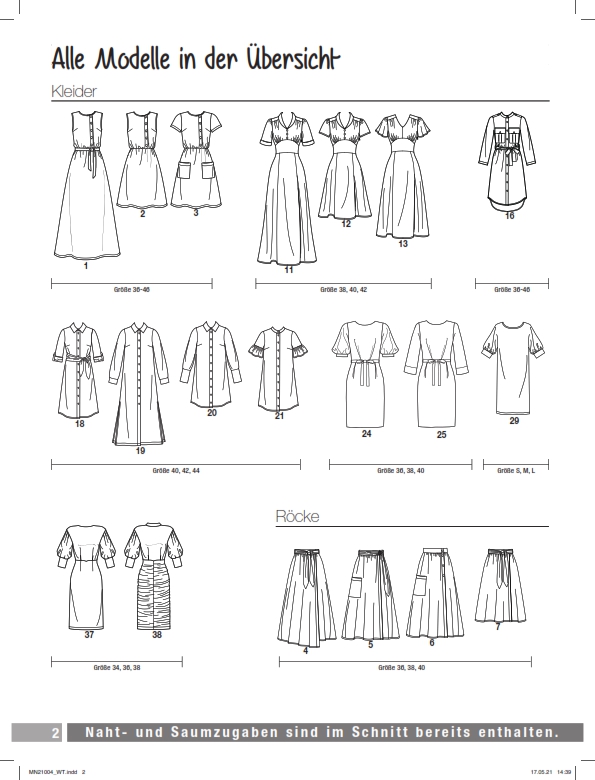 Vielfältige Muster, elegante Schnitte. Kleider und Röcke, ideal für handgemachte DIY-Projekte und modische Looks.