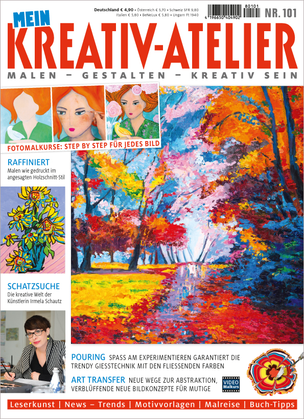 Bunte, dynamische Farbmuster in leuchtenden Herbsttönen, inspiriert von Handarbeit und DIY-Stil.