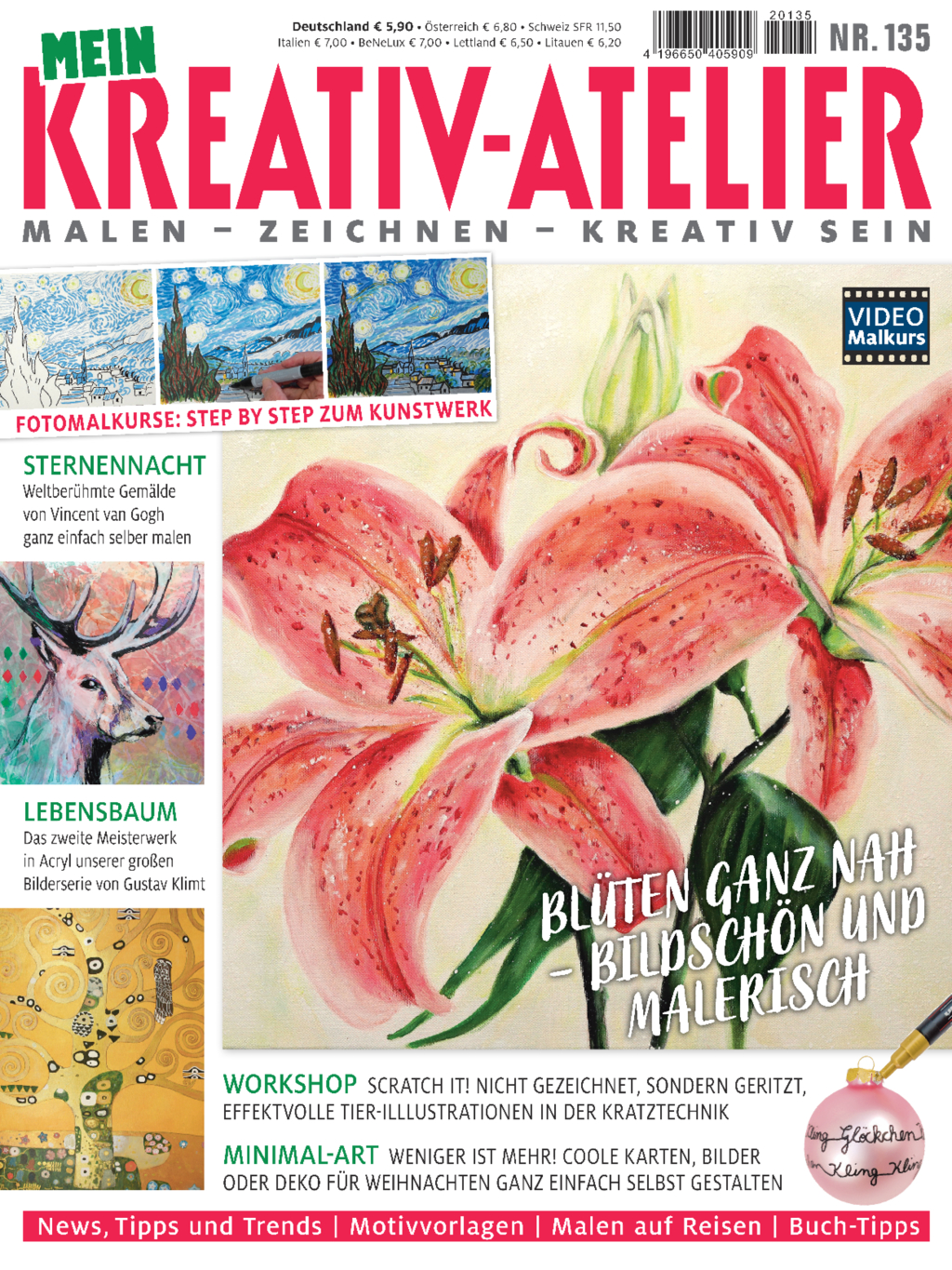 Kreativ gestaltete Lilien in Rosa, DIY-Charakter, betont durch handgezeichnete Details, elegant und kunstvoll.