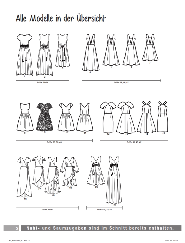 Verschiedene Kleiderschnitte, modern, einzigartig, mühelos, Faltenmuster und Schleifendetails, DIY-Stil.