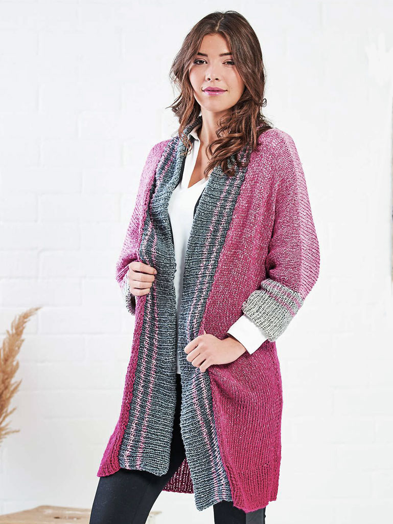 Woolly Hugs Longjacke in Rosa-Grau