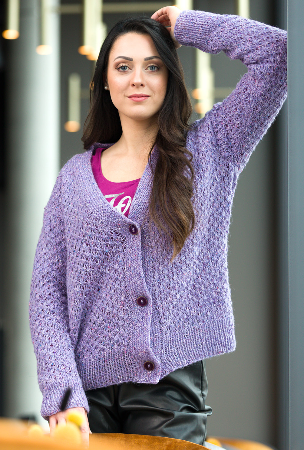 Jasmina - Cardigan mit Strukturmuster in Flieder