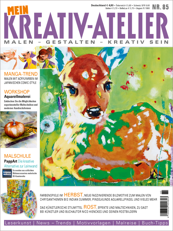 Lebendige Farben, aquarellartig, expressive Malerei, DIY-Stil, kunstvoller Ausdruck, kreativ gestaltet.