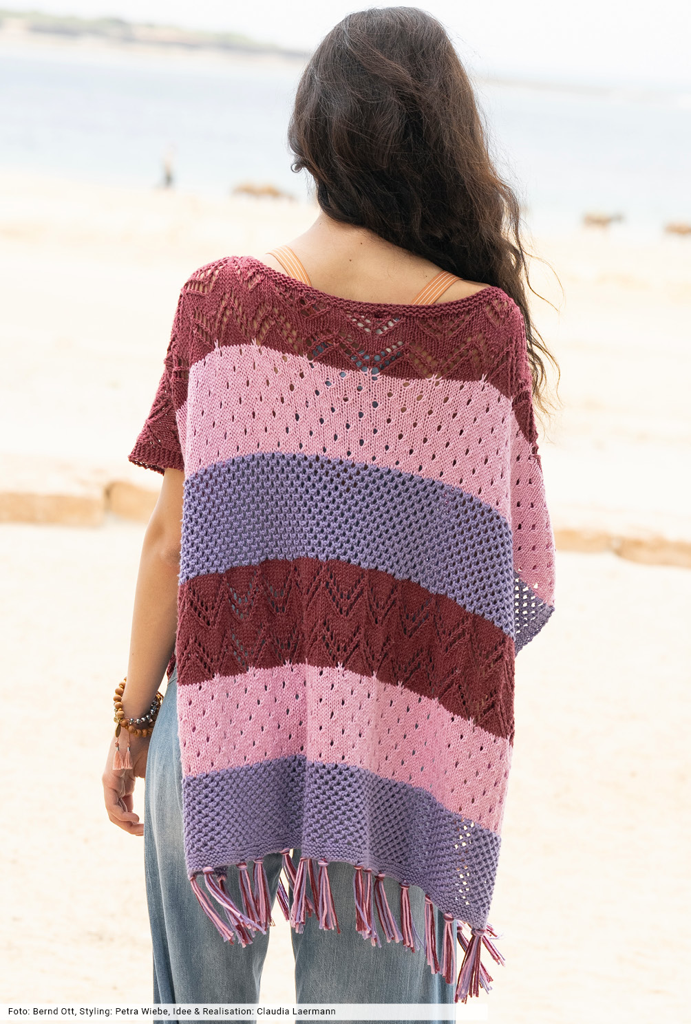 Strickset - Gestreifter Poncho aus Verena