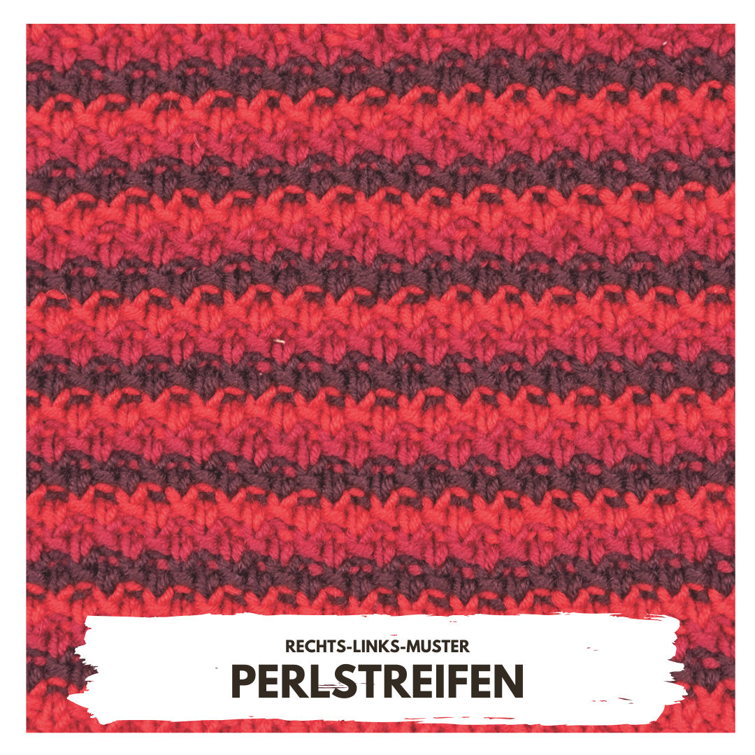 Rotes und schwarzes Streifenmuster, gestrickt im rechts-links-Stil. Modisch, handgemacht.