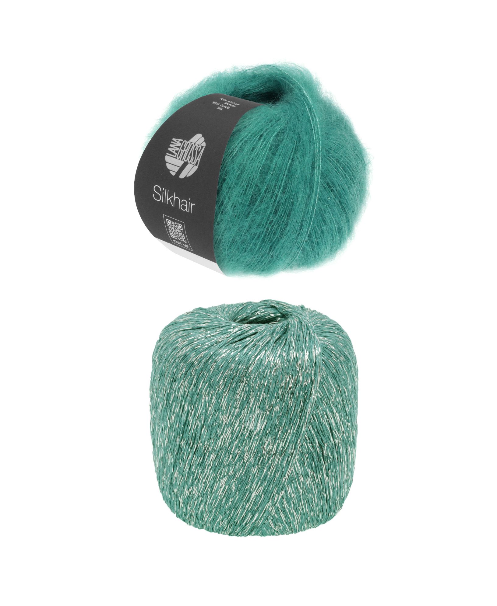 Aqua-grünes, luxuriöses Garn; flauschig und glitzernd. Perfekt für modische, handgemachte Designs.