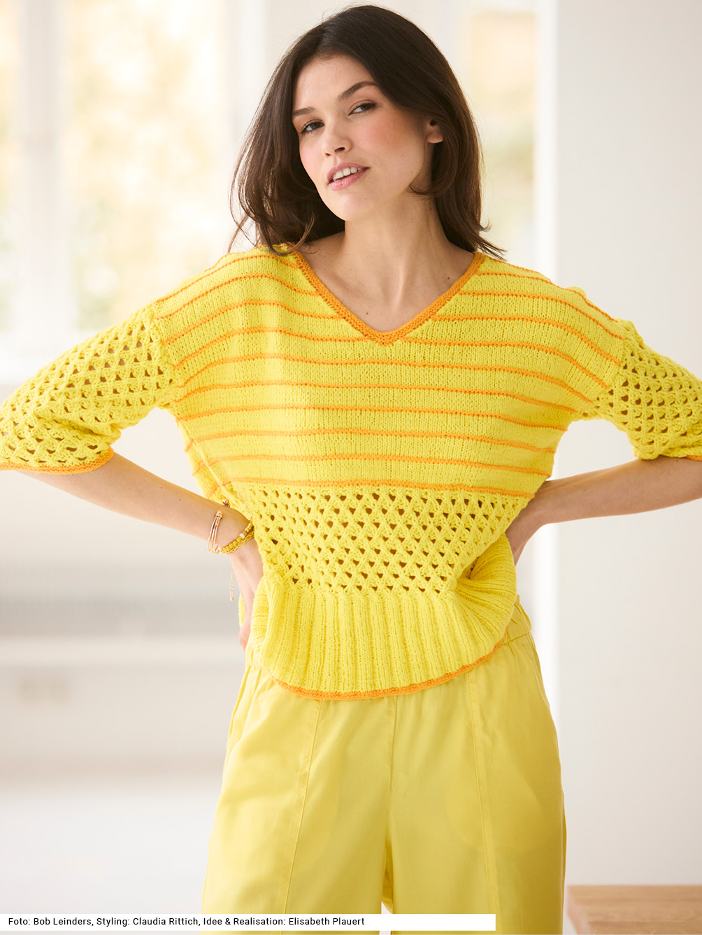 Modellansicht Bild 1: Pulli mit Gittermuster