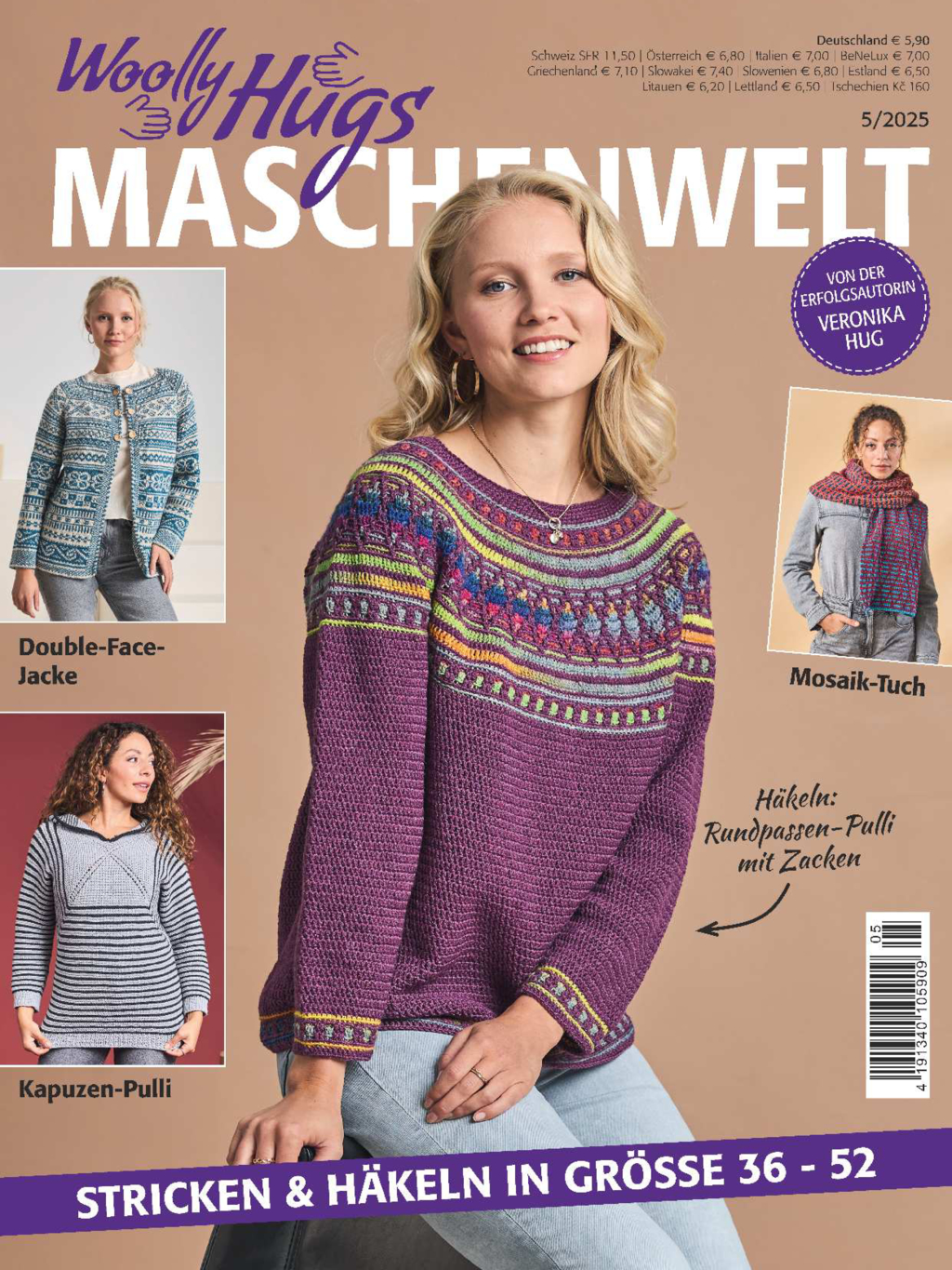 Magazin Produktbild: Woolly Hugs Maschenwelt Nr. 5/2025 - Stricken & Häkeln in Größe 36 - 52