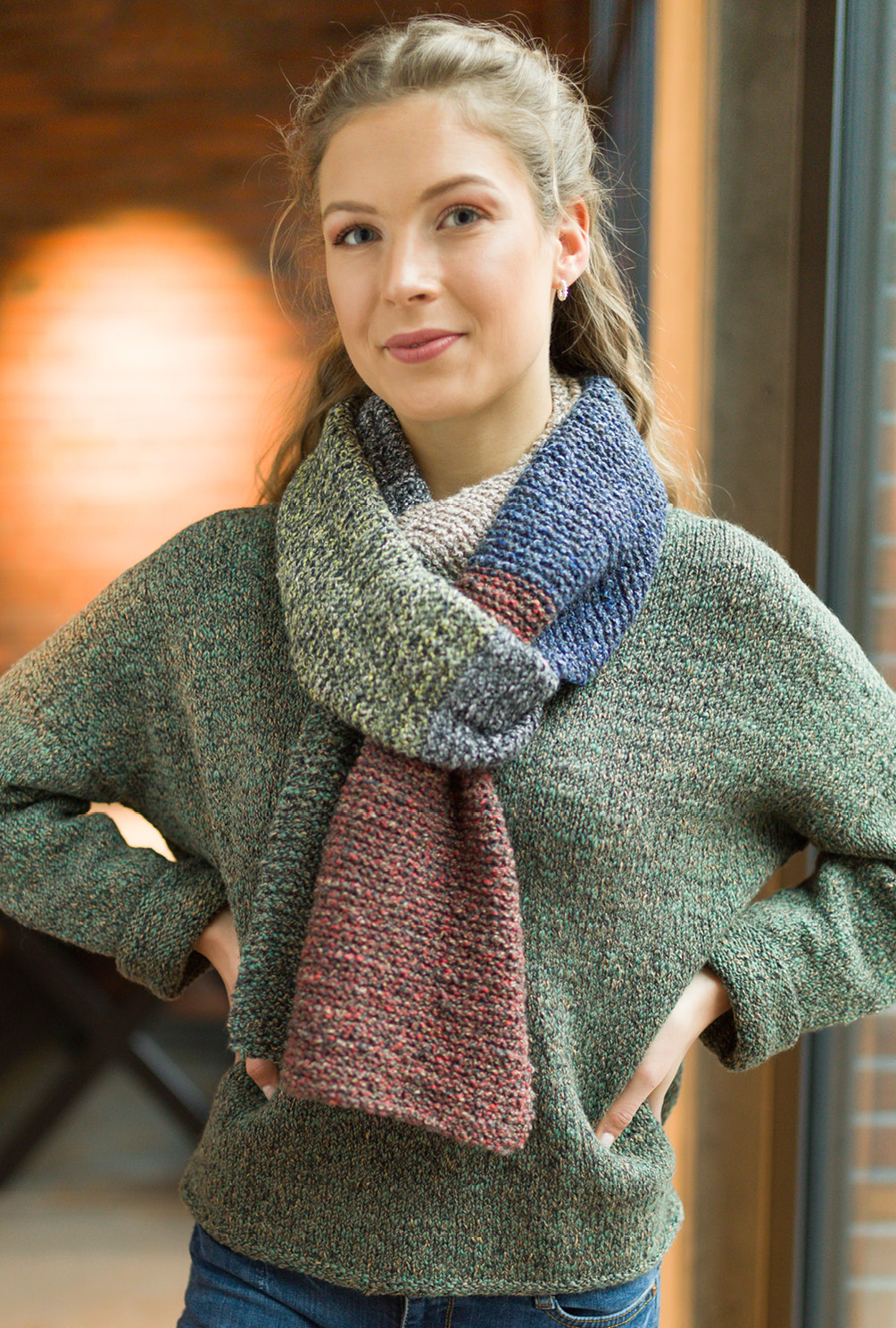Strickset Akiko - Schal mit breiten Streifen in sechs Farben