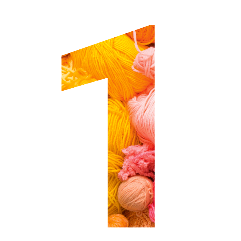 Bunte Garne in Gelb, Orange, Rosa; kreativ, DIY, handgemacht.