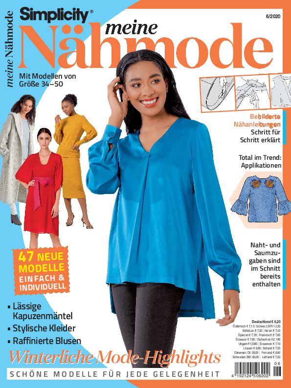 Fließende, modische Bluse in strahlendem Blau, legerer Schnitt, ideal für DIY-Mode. Handarbeit.