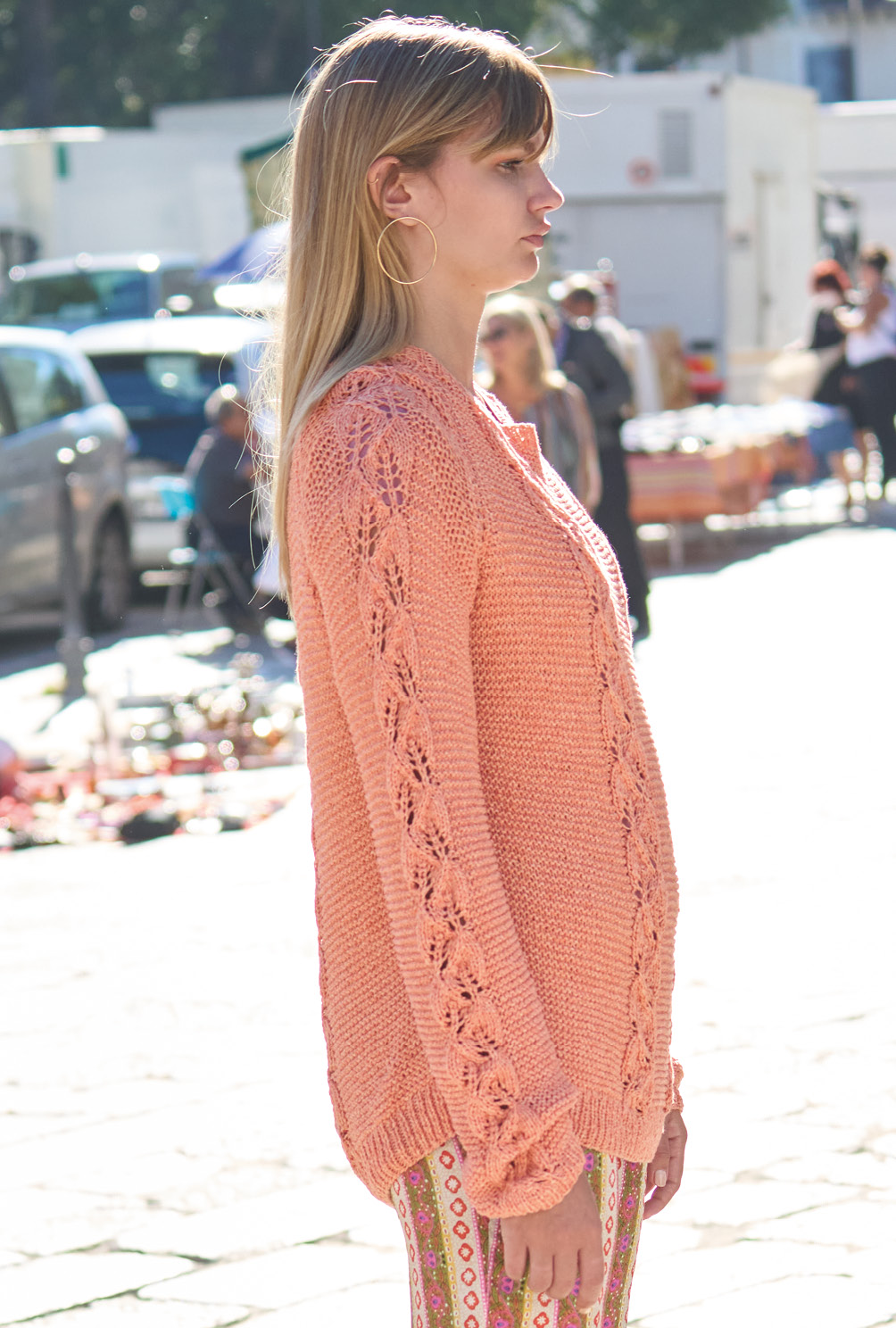 Pulli mit Blattmuster-Streifen