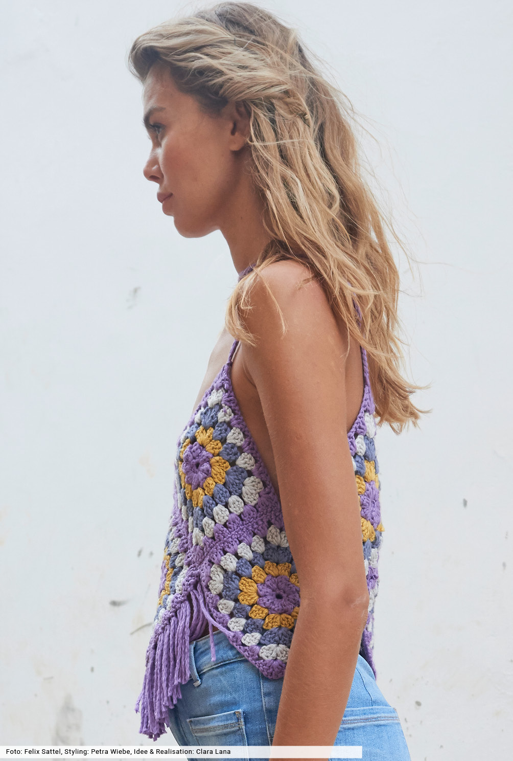 Modellansicht Bild 3: Gehäkeltes Top mit Fransen
