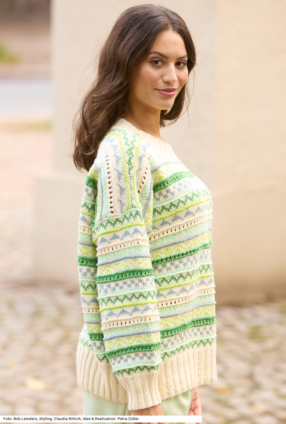 Modellansicht Bild 4: Pulli mit Jacquardstreifen