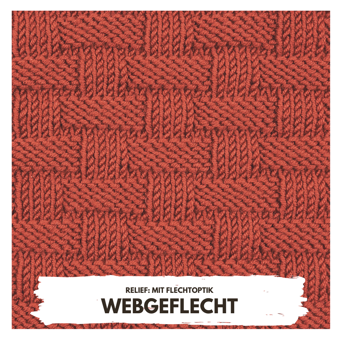 Rotes Webmuster mit geflochtener Textur, handgemacht, kunstvolle Strickoptik, DIY-Charme, modern.
