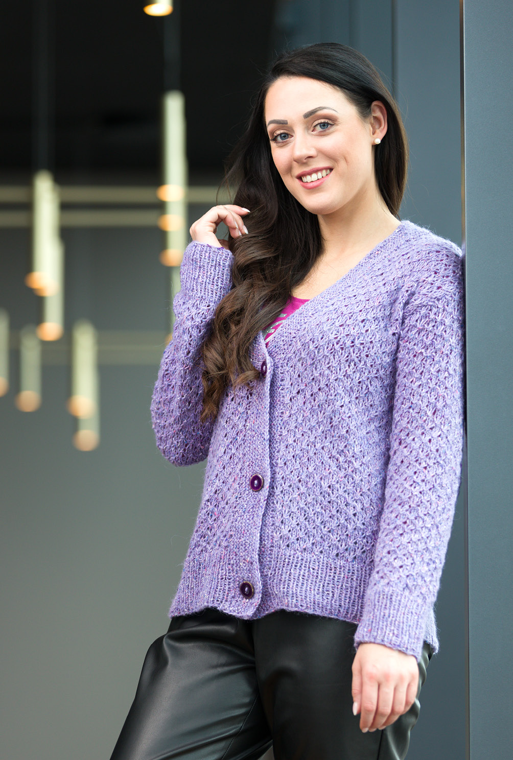 Jasmina - Cardigan mit Strukturmuster in Flieder