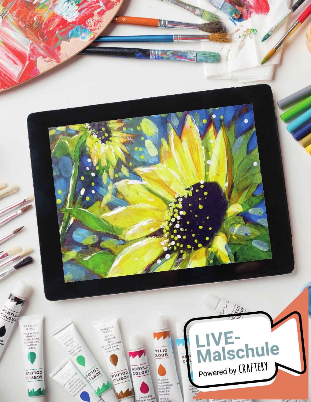 Live-Malschule "Sonnenblume" mit Anja Gensert Live-Malschule "Sonnenblume" mit Anja Gensert