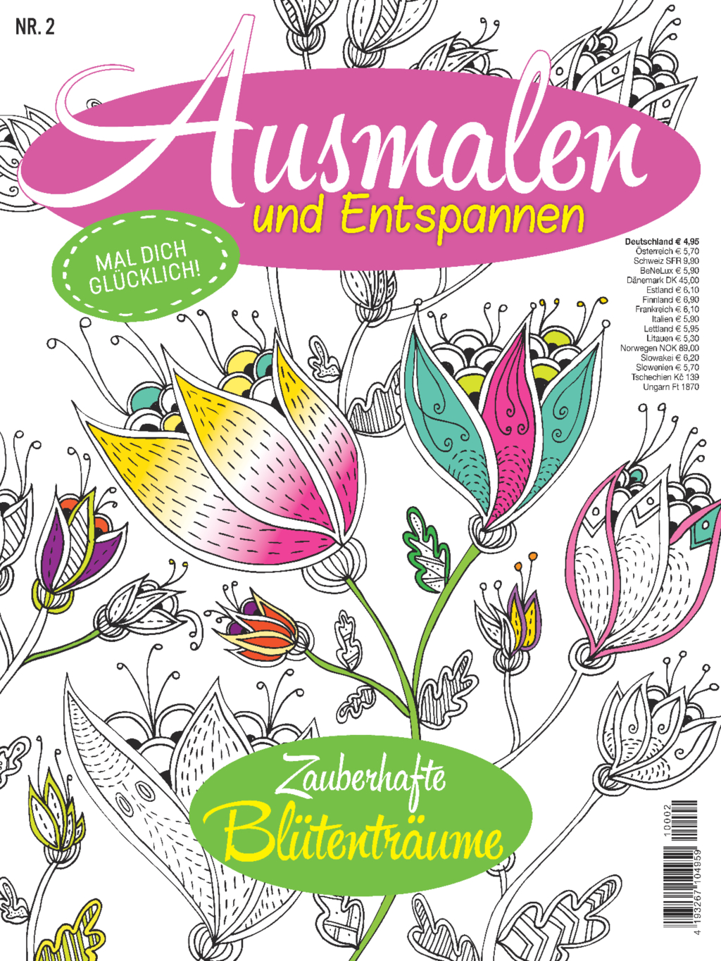 Magazin Produktbild: Ausmalen und Entspannen - Zauberhafte Blütenträume