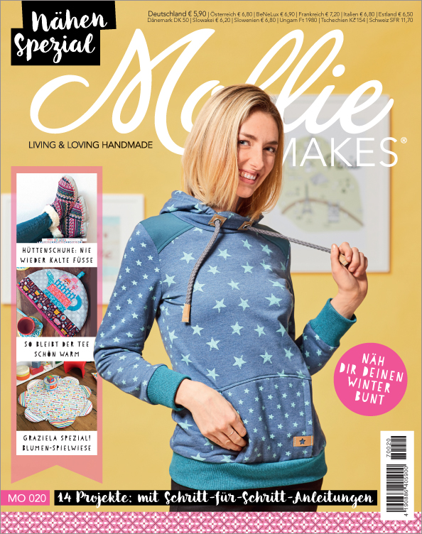 Blauer Hoodie mit weißen Sternen, modisch, handgemacht, mit Kapuze und Kordelzug.