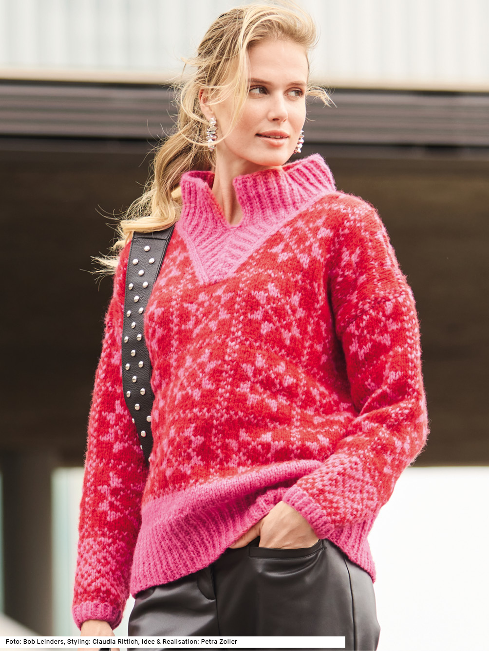 Modellansicht Bild 1: Pulli mit Jacquardmuster