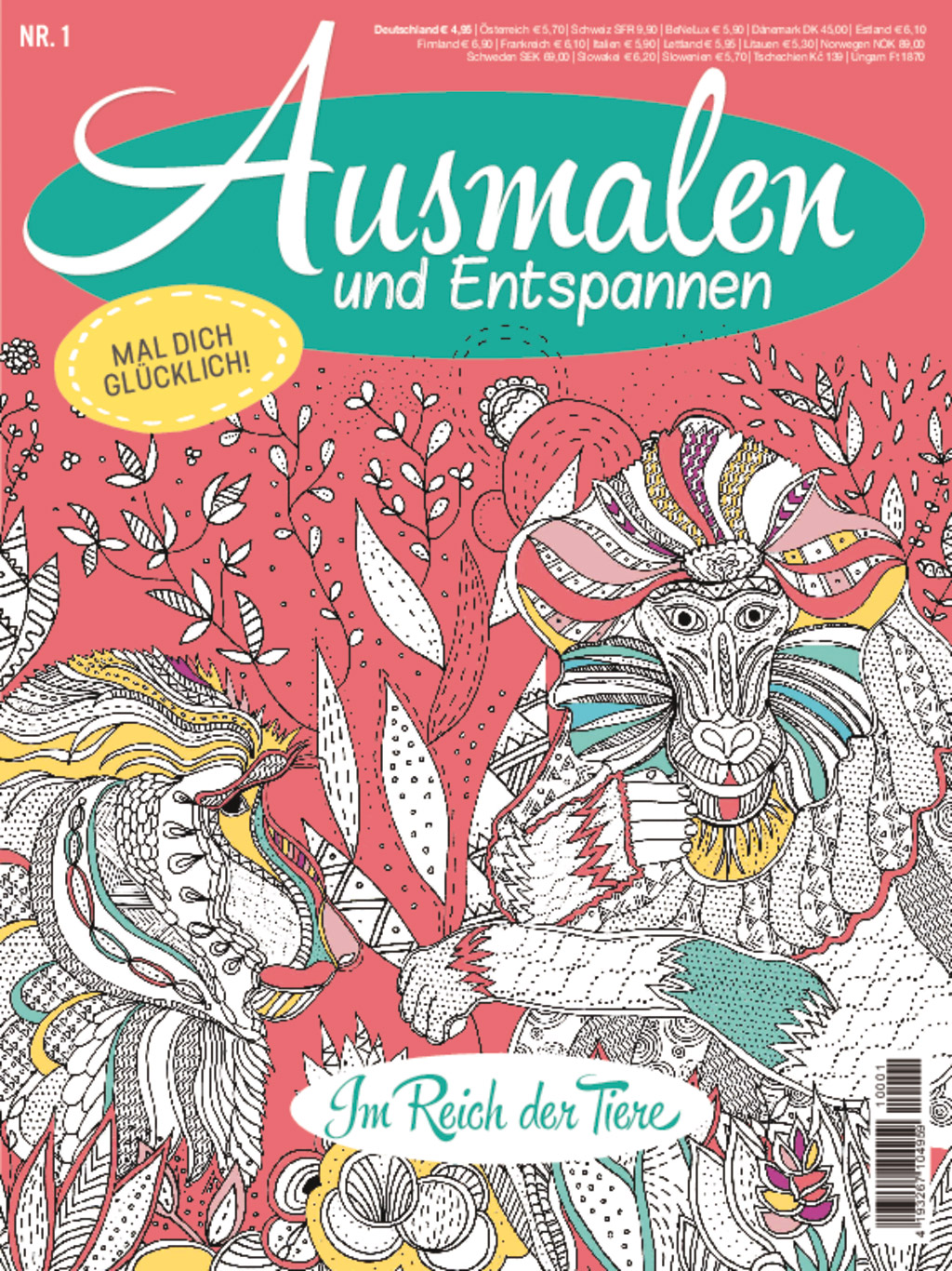 Ausmalen und Entspannen Nr. 01/2021: Im Reich der Tiere