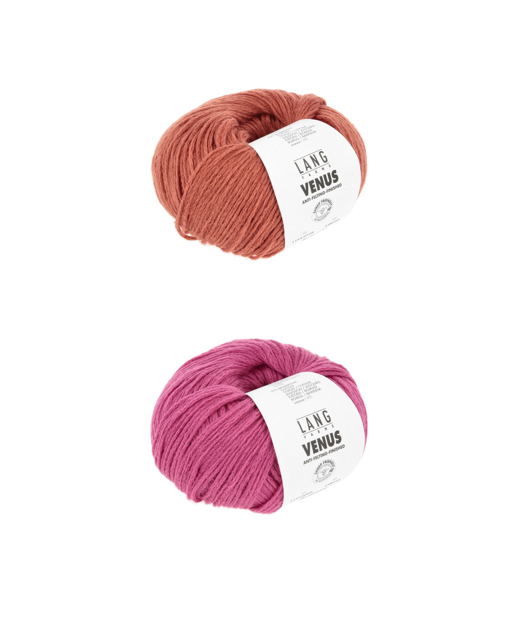 Zwei Wollknäuel in Rosa und Altrosa, perfekt für kreative Handarbeiten. Weich, antistatisch, klassisch.