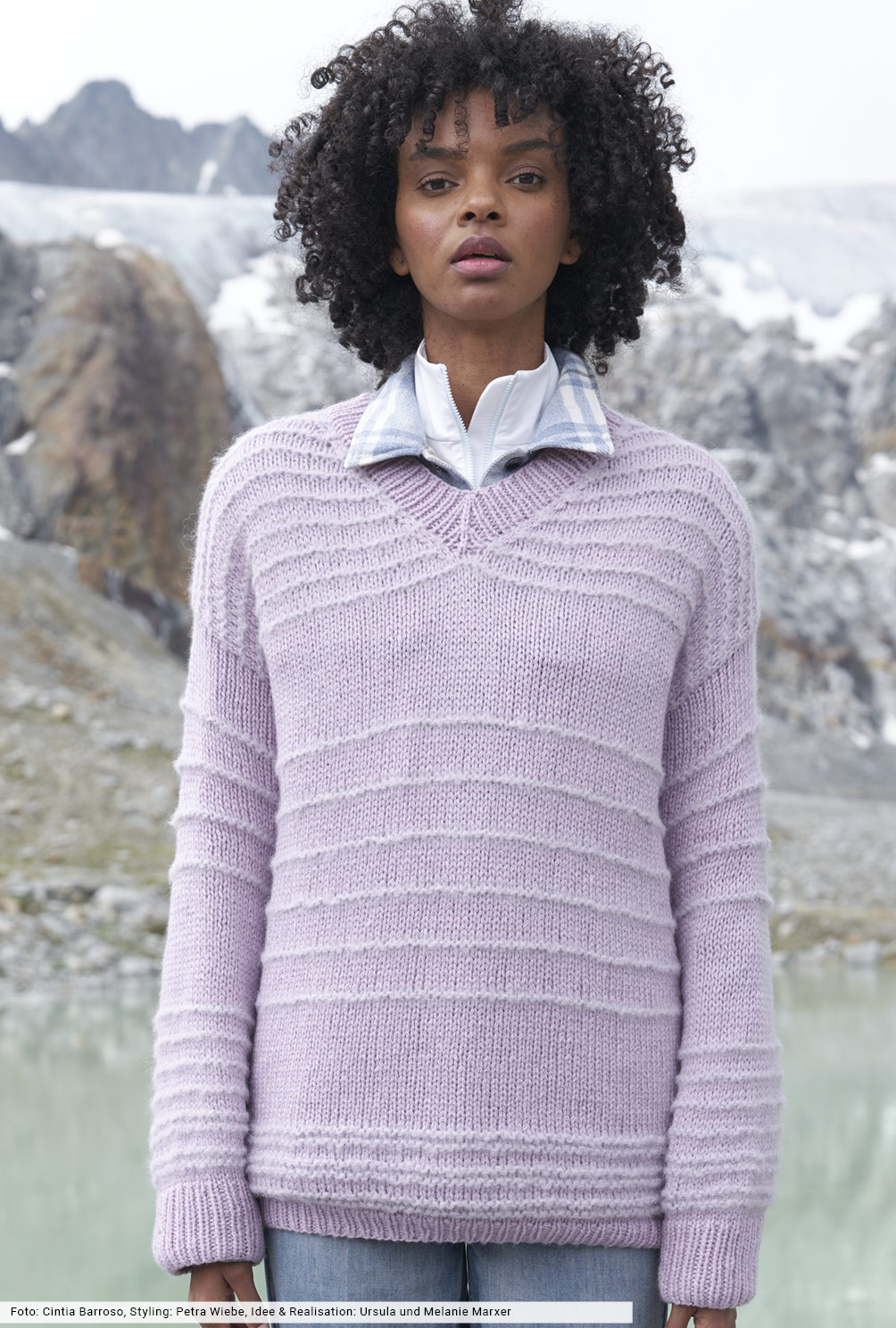 Modellansicht Bild 2: Pulli mit Kraus-rechts-Streifen