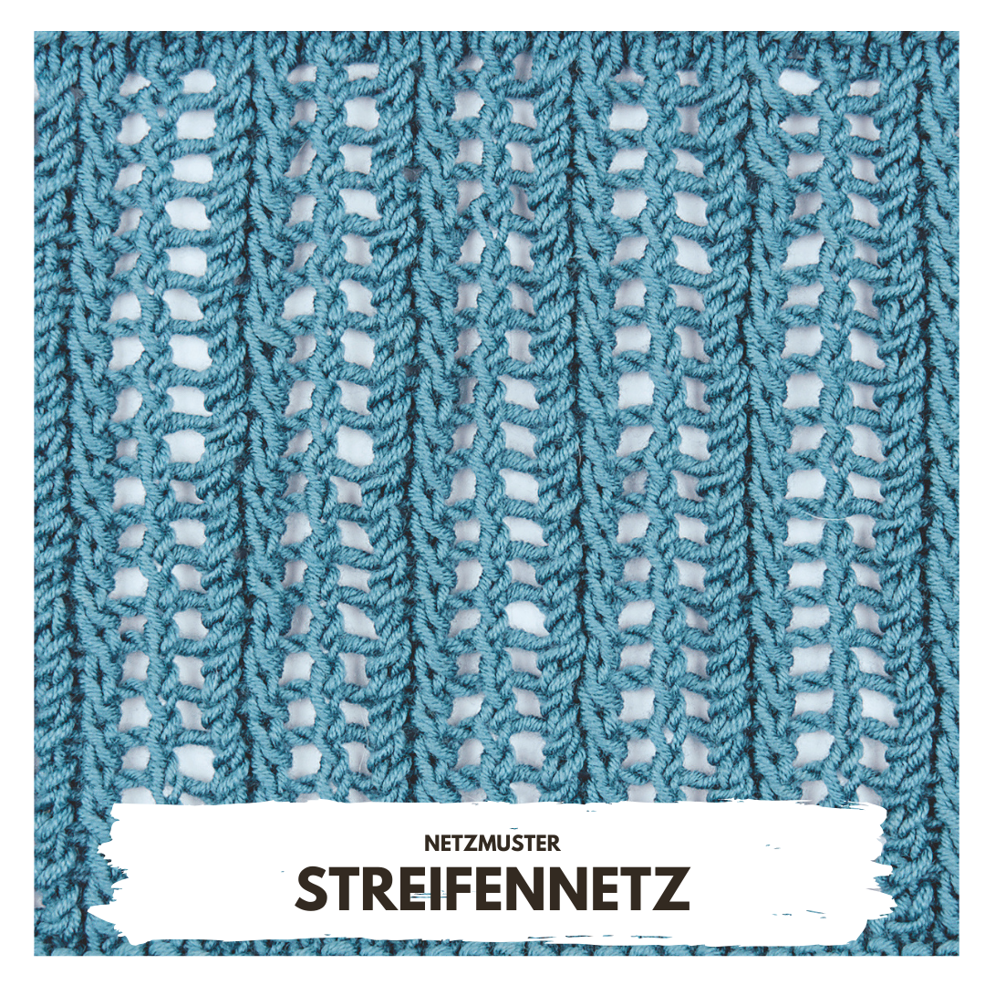 Blaues Netzmuster, handgefertigt, mit senkrechten Streifen. Modisch und elegant.