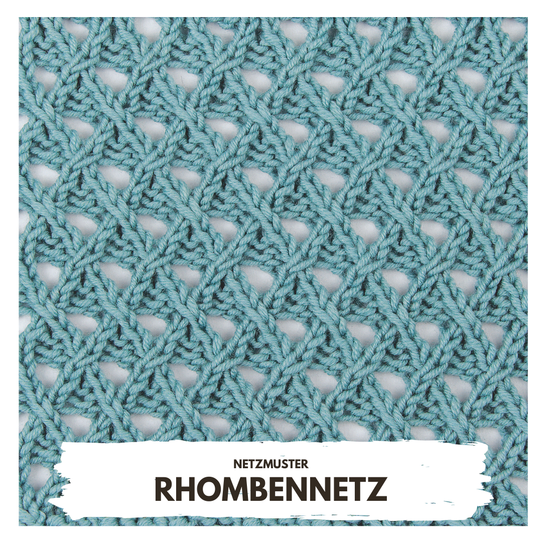 Blaues Netzdesign, rhombisches Häkelmuster. Modisch, handgemacht, kunstvoll strukturiert.