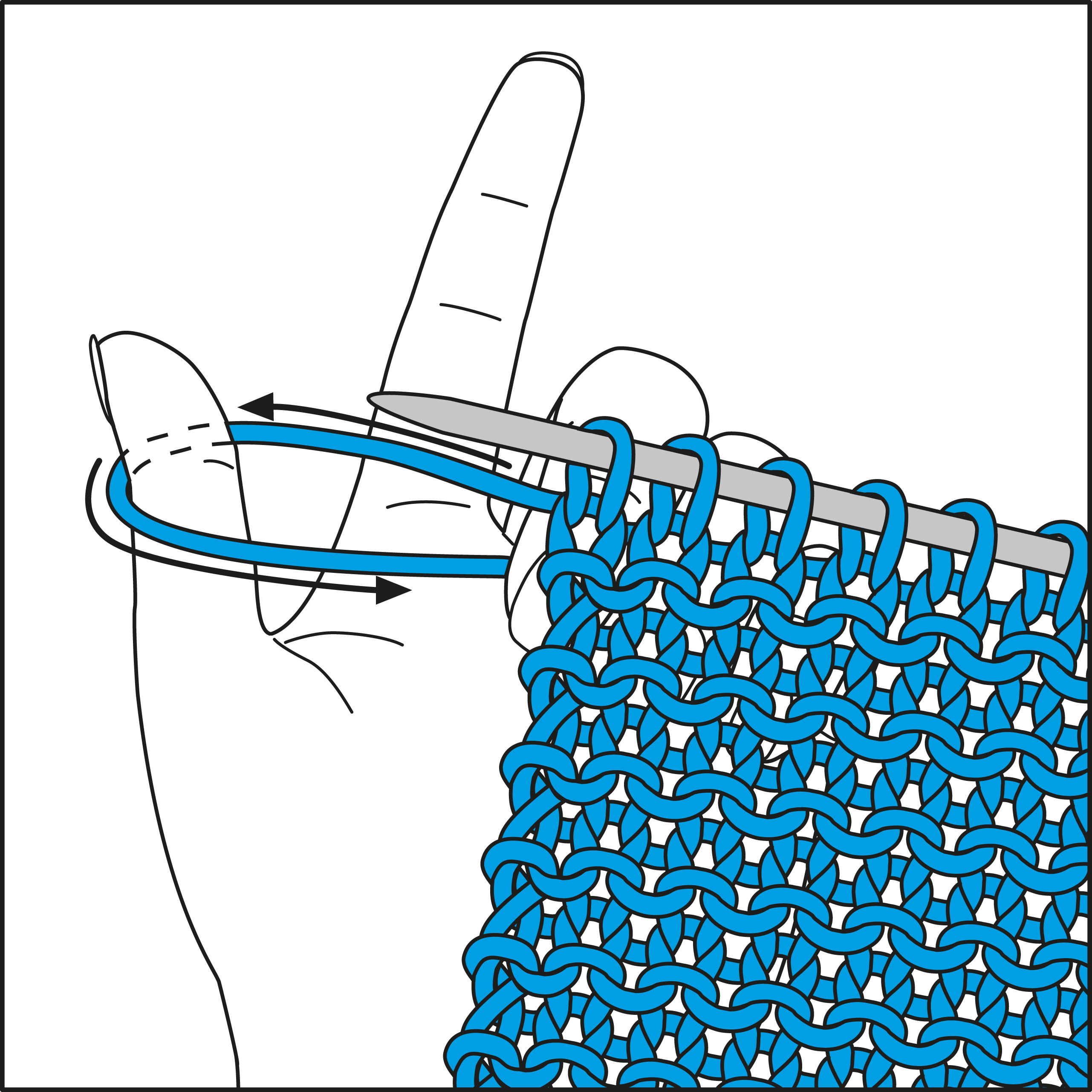 Blaues Strickmuster, engmaschig. DIY-Handarbeit mit klaren Linien und detailgetreuem Design.