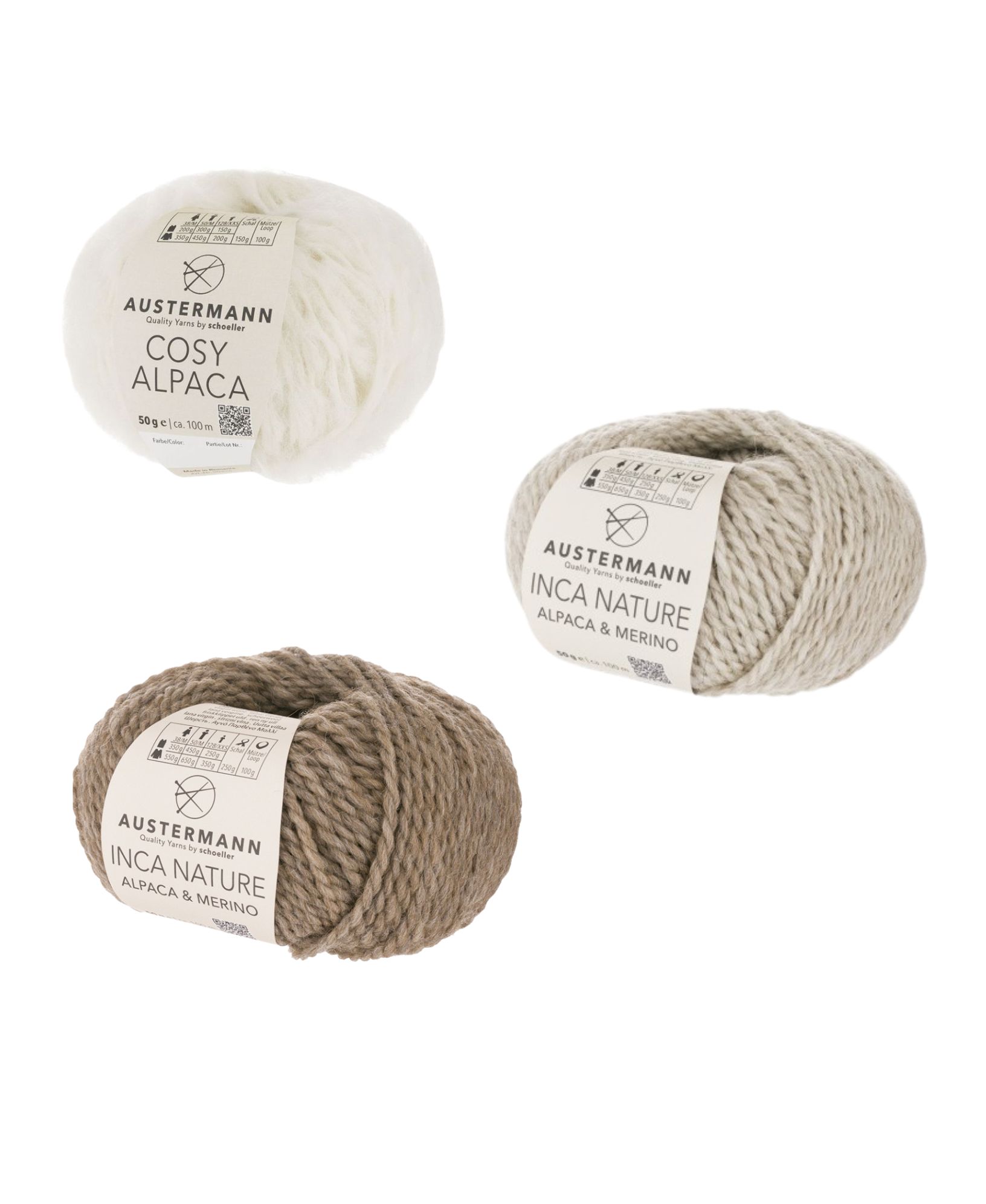Garn Collage SAB25012M018-SET natur-beigemeliert-braunmeliert