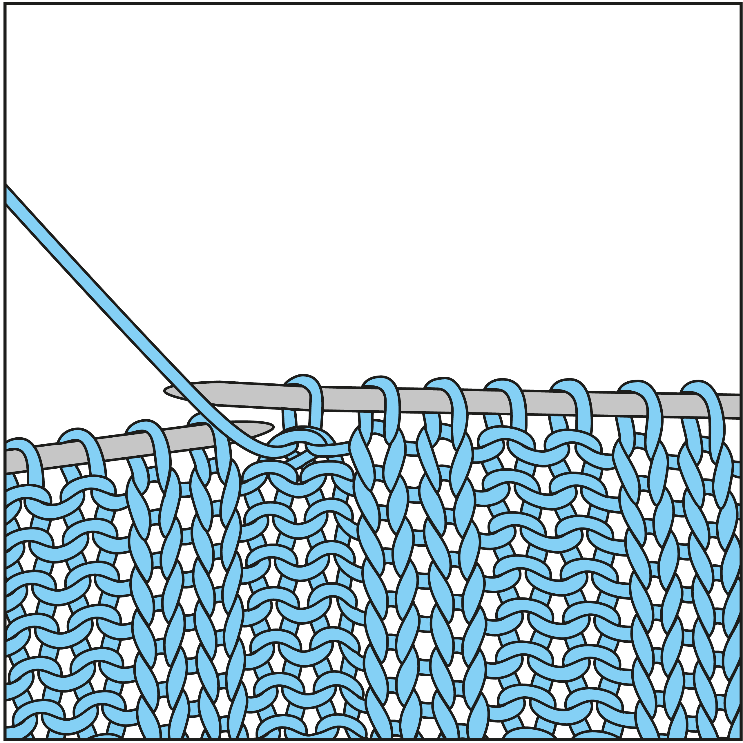 Blaues, handgestricktes Muster; DIY, modisch, detailreiche Struktur, symmetrische Maschenarbeit.