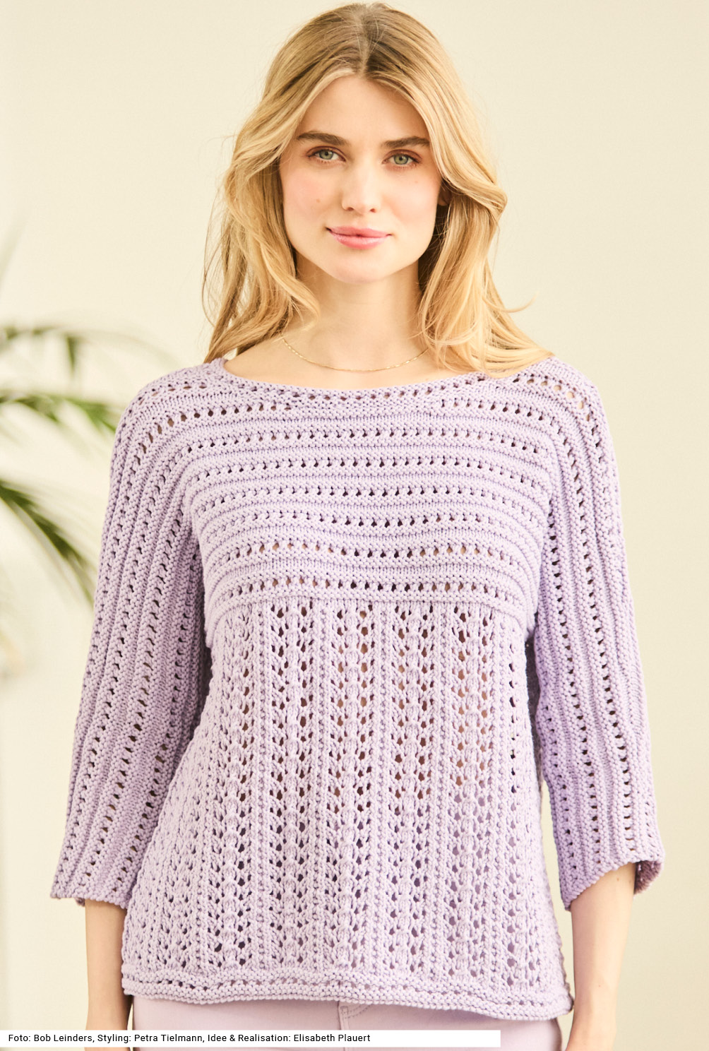 Modellansicht Bild 2: Pullover im Ajourmuster