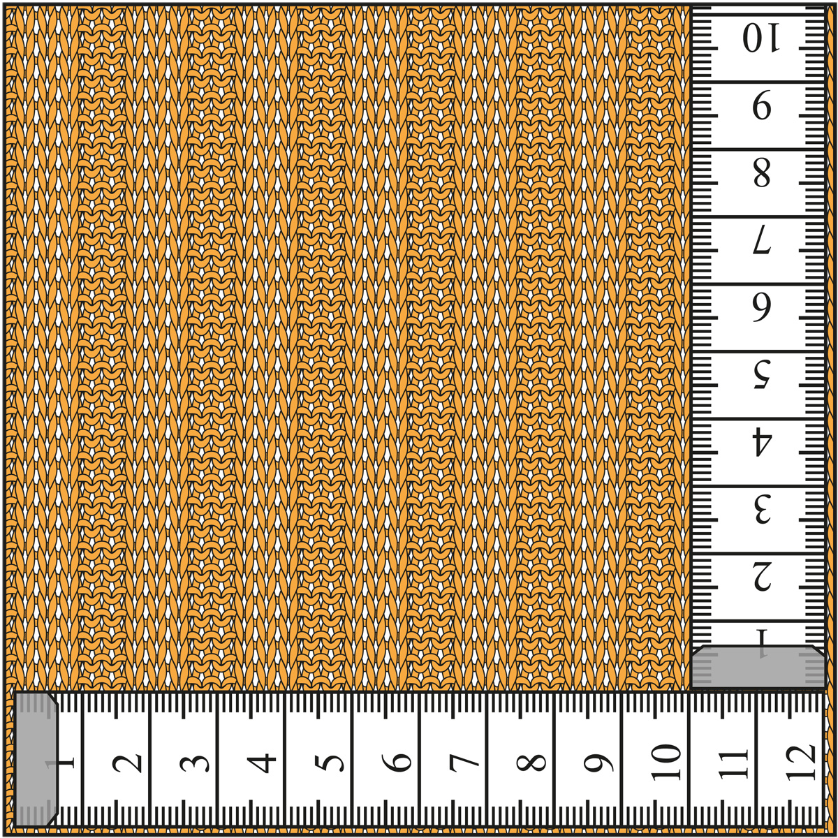 Gelbes Strickmuster, linear angeordnet. DIY-Charakter, handgearbeitet, gleichmäßig und texturiert.